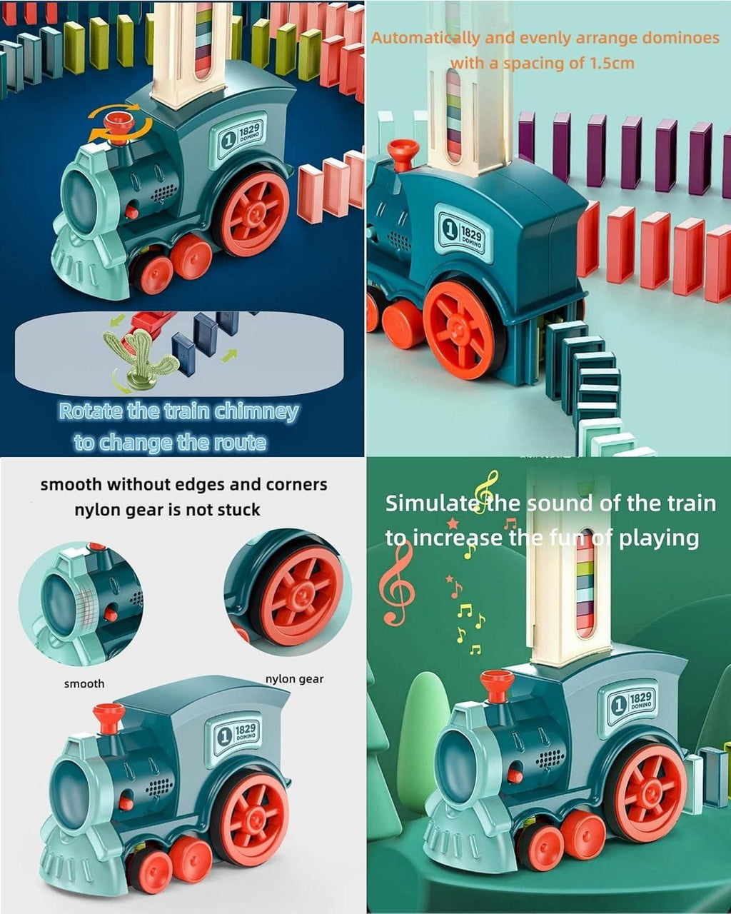Train Toy Domino Set for Kids ? BPA-Free Plastic with Sound Effects