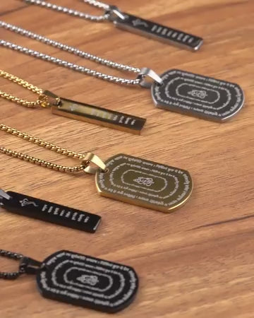 Devotional Ganpati Shlok Tag Pendant With Chain